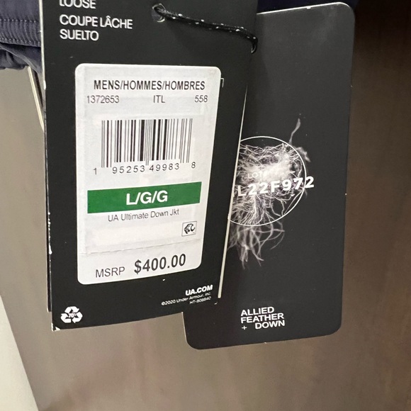 New Mens Under Armour Storm Ultimate Down Jacket - Navy Large MSRP $400 - Picture 6 of 7